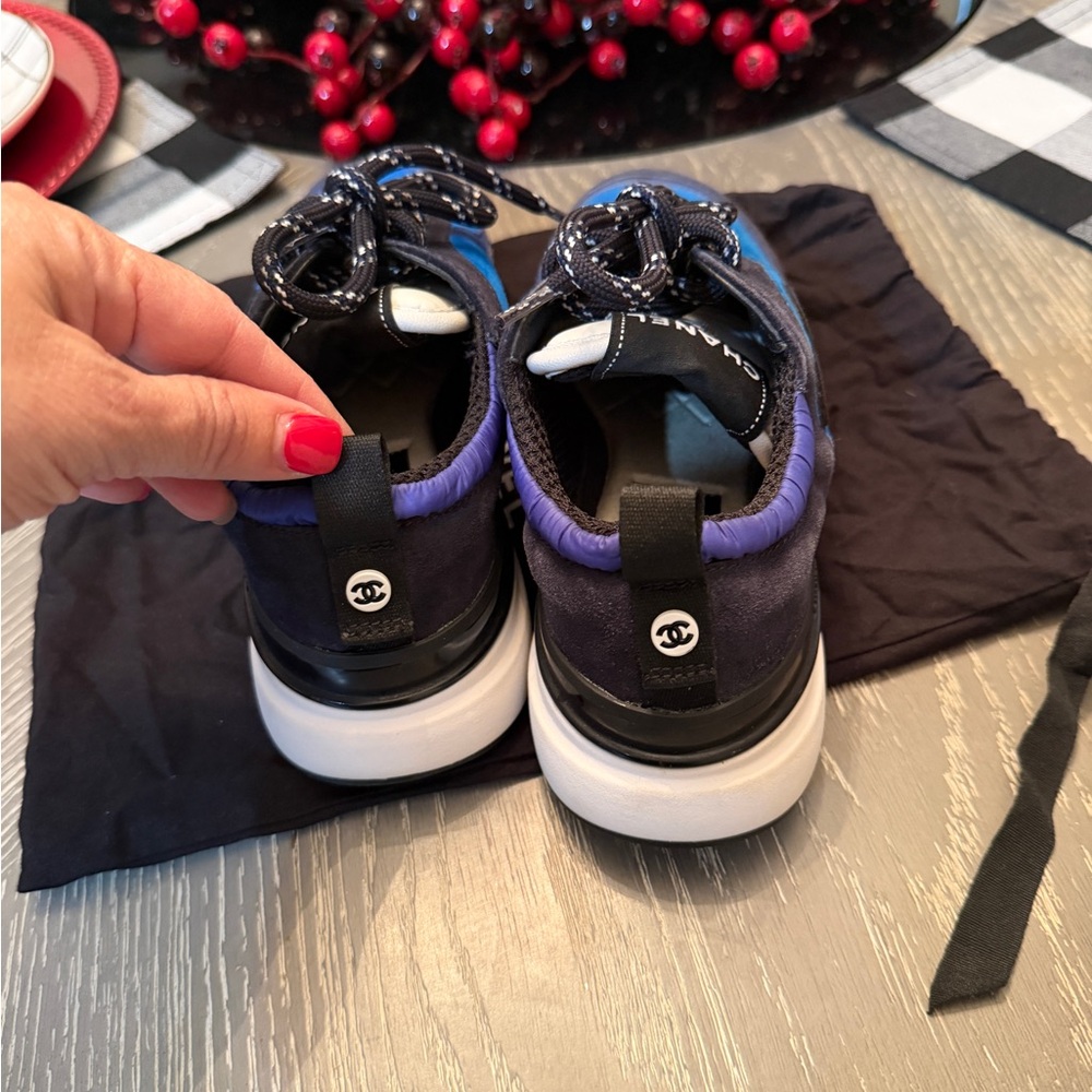 CHANEL Black and Blue Athletic Sneakers - Picture 7 of 13
